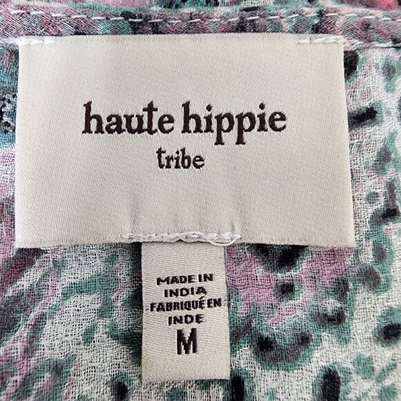 Haute Hippie Tribe Womens Top Medium Asymmetrical Bohemian Patchwork Bell Sleeve - Picture 8 of 11